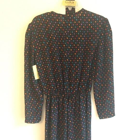 Vintage L Virgo ll sheer 1980s dress self belt - Picture 5 of 8